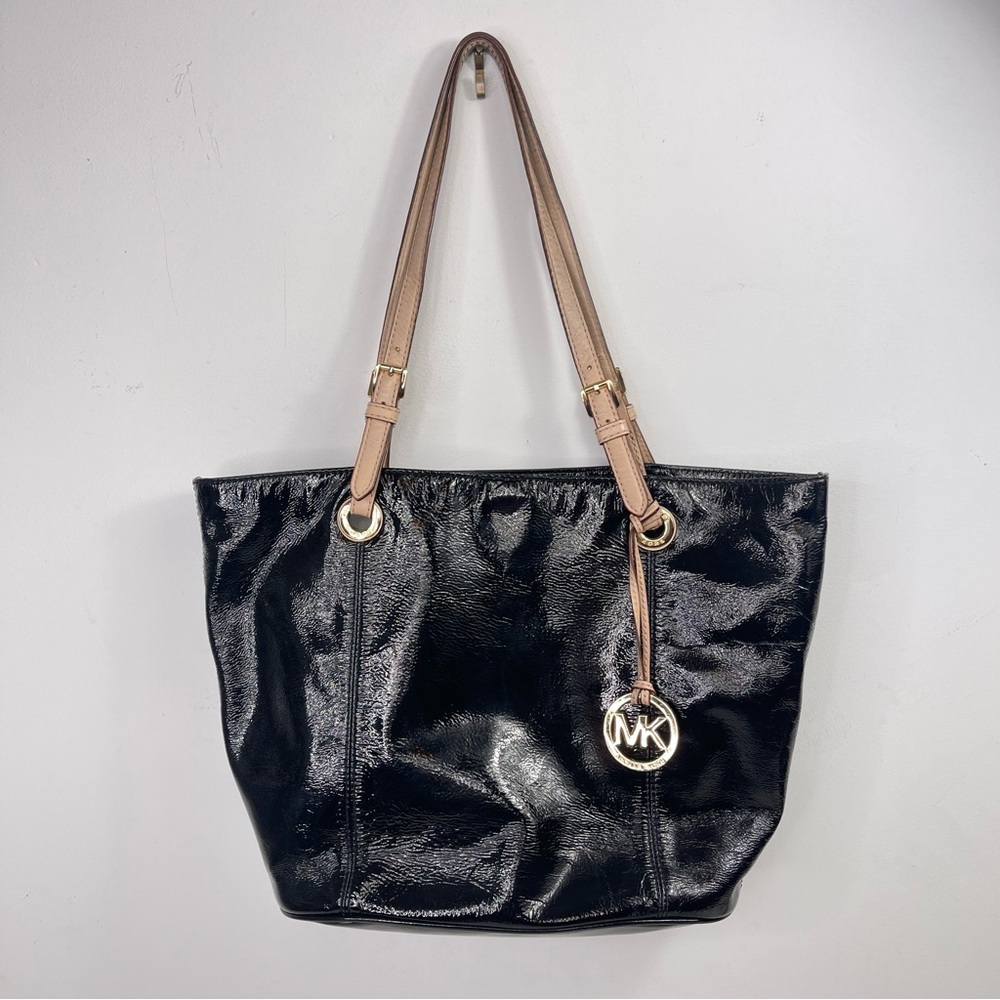 Michael Kors Black Patent Leather Tote Bag